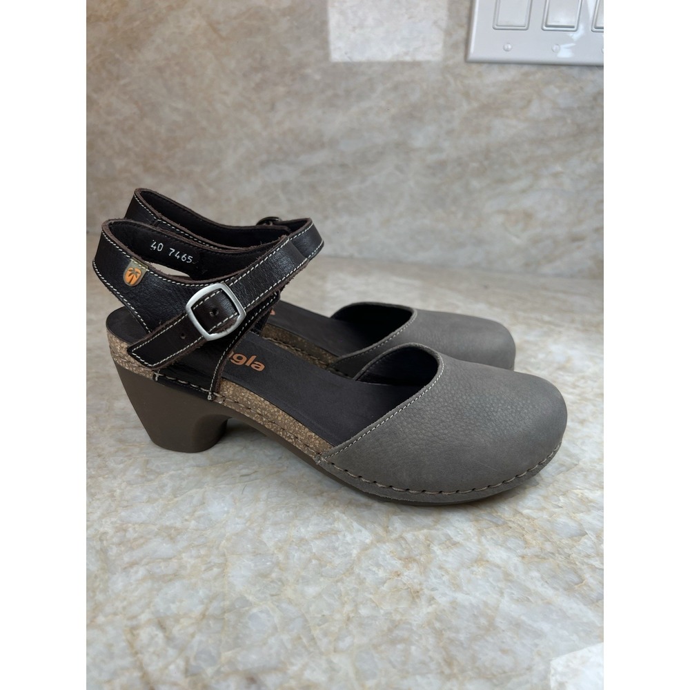 Mary‎ Jane Sling Back Clogs Brown Suede Jungla Made In Spain Size 8.5 Women's